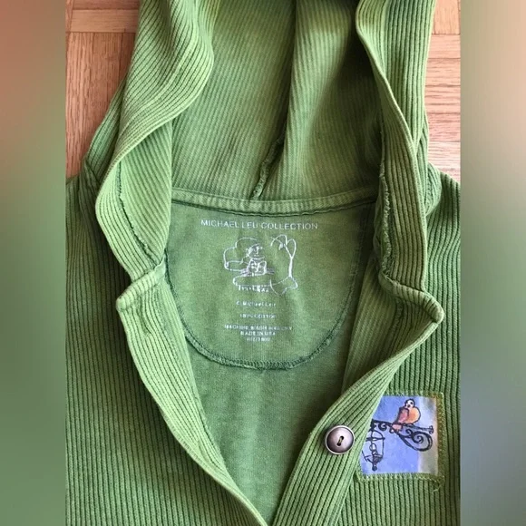 Michael Leu Collection (Boutique) Sweater Cardigan, 100% Cotton, Sweet Pea - XL - Picture 3 of 12